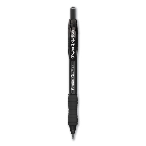 Profile Gel Pen, Retractable, Fine 0.5 mm, Black Ink, Translucent Black Barrel, Dozen [SKU: PAP2095468]