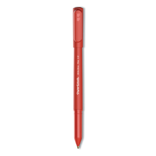 Write Bros. Ballpoint Pen, Stick, Fine 0.8 mm, Red Ink, Red Barrel, Dozen [SKU: PAP2124517]