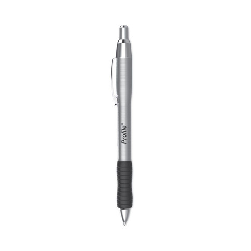 Profile Metal Ballpoint Pen, Retractable, Medium 1 mm, Black Ink, Silver Barrel, Dozen [SKU: PAP2130514]