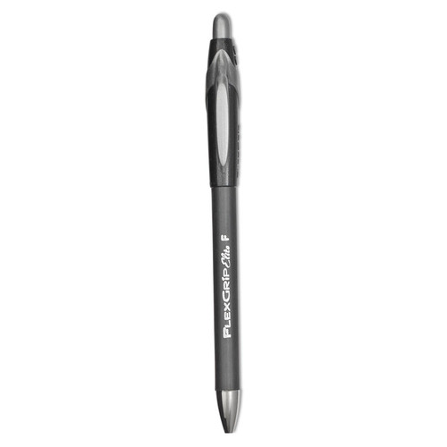 FlexGrip Elite Ballpoint Pen, Retractable, Fine 0.8 mm, Black Ink, Black Barrel, Dozen [SKU: PAP85582]