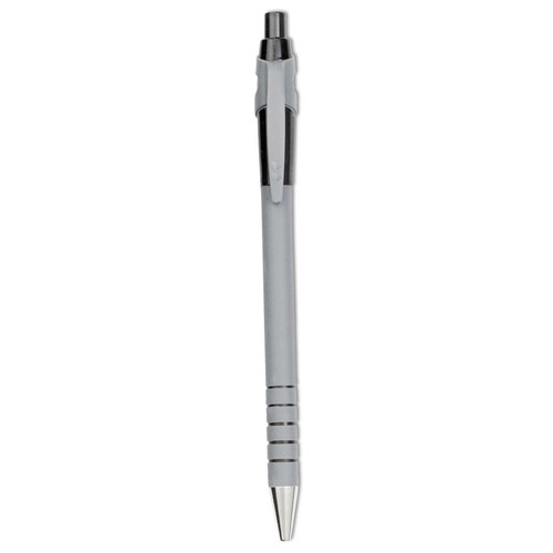 FlexGrip Ultra Ballpoint Pen, Retractable, Fine 0.8 mm, Black Ink, Gray/Black Barrel, Dozen [SKU: PAP9580131]