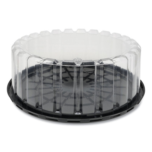 Plastic Cake Container, Shallow 9" Cake Container, 9" Diameter x 3.38"h, Clear/Black, 90/Carton [SKU: PCTYEH89902]