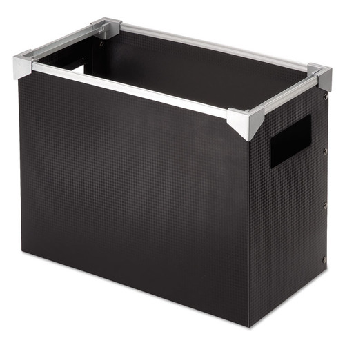 Poly Desktop File Box, Letter Files, 13" x 6.25" x 9.5", Black/Silver [SKU: PFX01151]