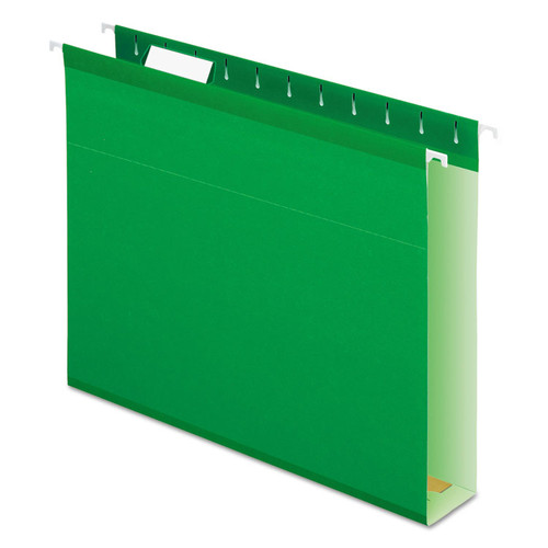 Extra Capacity Reinforced Hanging File Folders with Box Bottom, 2" Capacity, Letter Size, 1/5-Cut Tabs, Bright Green, 25/Box [SKU: PFX4152X2BGR]