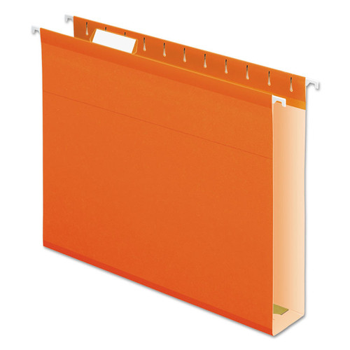 Extra Capacity Reinforced Hanging File Folders with Box Bottom, 2" Capacity, Letter Size, 1/5-Cut Tabs, Orange, 25/Box [SKU: PFX4152X2ORA]