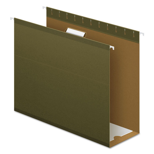 Extra Capacity Reinforced Hanging File Folders with Box Bottom, 4" Capacity, Letter Size, 1/5-Cut Tabs, Green, 25/Box [SKU: PFX4152X4]