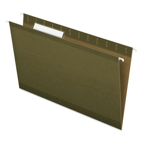 Reinforced Hanging File Folders with Printable Tab Inserts, Legal Size, 1/3-Cut Tabs, Standard Green, 25/Box [SKU: PFX415313]
