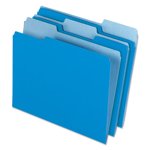 Interior File Folders, 1/3-Cut Tabs: Assorted, Letter Size, Blue, 100/Box [SKU: PFX421013BLU]