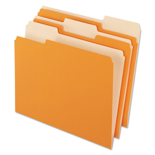 Interior File Folders, 1/3-Cut Tabs: Assorted, Letter Size, Orange, 100/Box [SKU: PFX421013ORA]