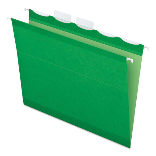 Ready-Tab Colored Reinforced Hanging Folders, Letter Size, 1/5-Cut Tabs, Bright Green, 25/Box [SKU: PFX42626]