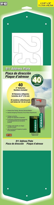 HY-KO 911 Address Plate, Aluminum, Blue/White [SKU: ORG6053144]