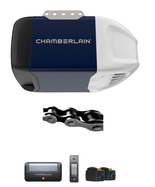 Chamberlain C2102 Garage Door Opener, Chain Drive, OS: myQ and Security+ 2.0, Black/Navy/White [SKU: ORG4499968]