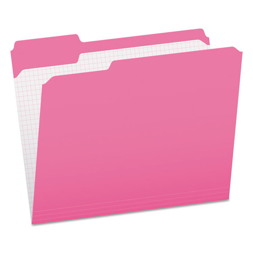 Double-Ply Reinforced Top Tab Colored File Folders, 1/3-Cut Tabs: Assorted, Letter Size, 0.75" Expansion, Pink, 100/Box [SKU: PFXR15213PIN]