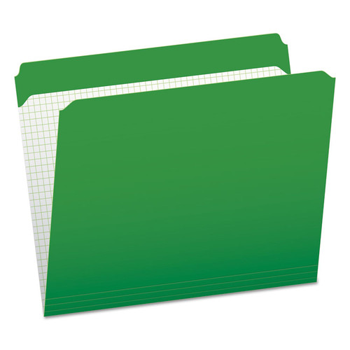 Double-Ply Reinforced Top Tab Colored File Folders, Straight Tabs, Letter Size, 0.75" Expansion, Bright Green, 100/Box [SKU: PFXR152BGR]