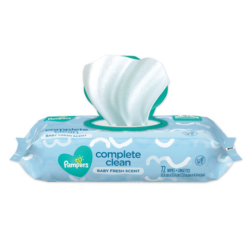 Complete Clean Baby Wipes, 1-Ply, Baby Fresh, 72 Wipes/Pack, 8 Packs/Carton [SKU: PGC75536]