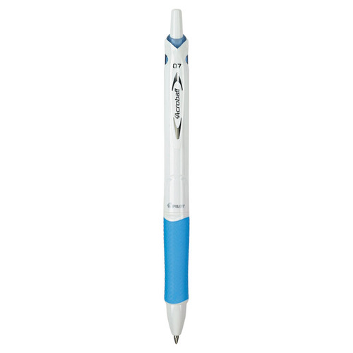 Acroball PureWhite Advanced Ink Ballpoint Pen, Retractable, Fine 0.7 mm, Black Ink, White/Blue Barrel [SKU: PIL31850]