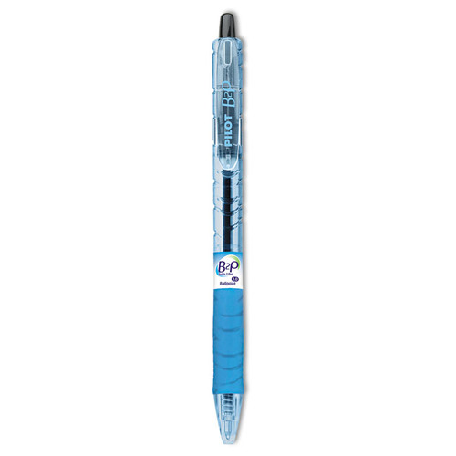 B2P Bottle-2-Pen Recycled Ballpoint Pen, Retractable, Medium 1 mm, Black Ink, Translucent Blue Barrel, Dozen [SKU: PIL32800]
