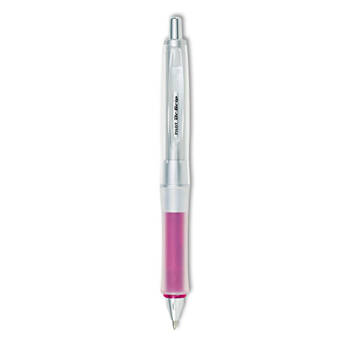 Dr. Grip Center of Gravity Ballpoint Pen, Retractable, Medium 1 mm, Black Ink, Silver/Pink Grip Barrel [SKU: PIL36182]
