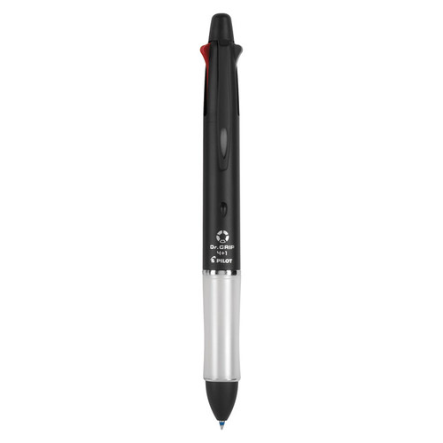 Dr. Grip 4 + 1 Multi-Color Ballpoint Pen/Pencil, Retractable, 0.7 mm Pen/0.5mm Pencil, Black/Blue/Green/Red Ink, Black Barrel [SKU: PIL36220]