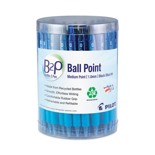 B2P Bottle-2-Pen Recycled Ballpoint Pen, Retractable, Medium 1 mm, Assorted Ink and Barrel Colors, 36/Pack [SKU: PIL57050]