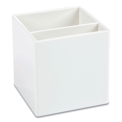 Pen Cup, Plastic, 3.25 x 3.25 x 3.25, White [SKU: PPJ100259]