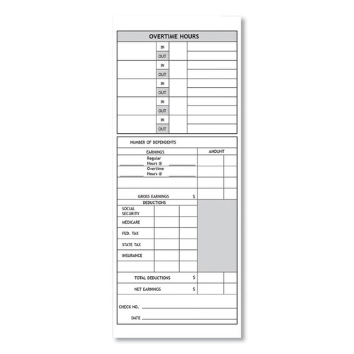 Time Clock Cards for Pyramid Technologies 1000/2000, Two Sides, 3.5 x 9, 100/Pack [SKU: PTI33111]