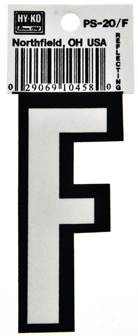 HY-KO PS-20/F Reflective Letter, Character: F, 3-1/4 in H Character, Black/White Character, Vinyl [SKU: ORG6251516]
