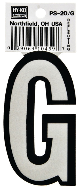 HY-KO PS-20/G Reflective Letter, Character: G, 3-1/4 in H Character, Black/White Character, Vinyl [SKU: ORG6252183]