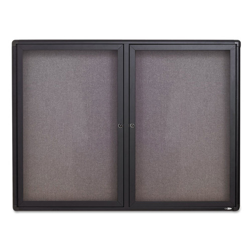 Enclosed Fabric-Cork Board, 48 x 36, Gray Surface, Graphite Aluminum Frame [SKU: QRT2364L]