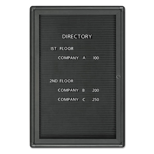 Enclosed Magnetic Directory, 24 x 36, Black Surface, Graphite Aluminum Frame [SKU: QRT2963LM]