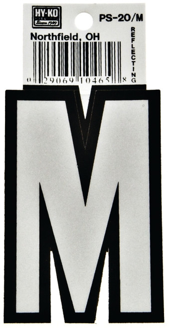 HY-KO PS-20/M Reflective Letter, Character: M, 3-1/4 in H Character, Black/White Character, Vinyl [SKU: ORG6254858]