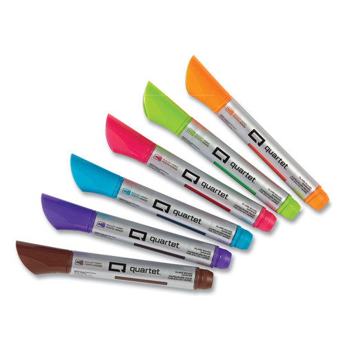 Premium Glass Board Dry Erase Marker, Medium Bullet Tip, Assorted Colors, 6/Pack [SKU: QRT79556]