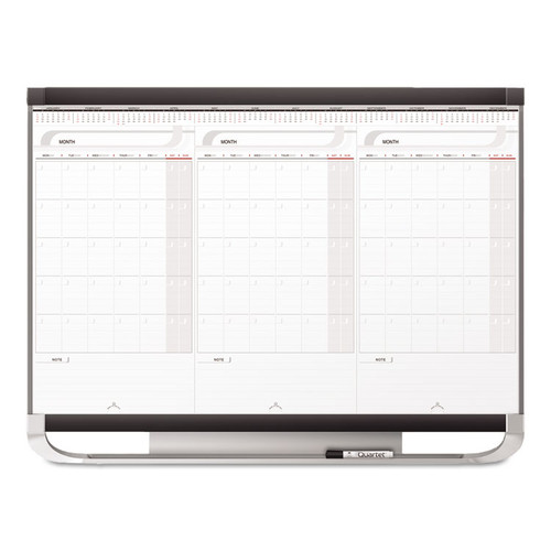 Prestige 2 Total Erase 3-Month Calendar Board, 36 x 24, White, Graphite Frame [SKU: QRTCMP32P2]