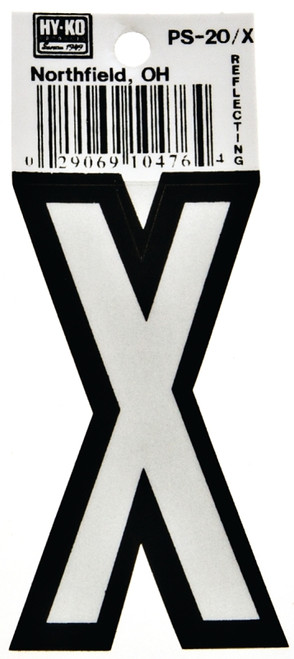 HY-KO PS-20/X Reflective Letter, Character: X, 3-1/4 in H Character, Black/White Character, Vinyl [SKU: ORG6256580]