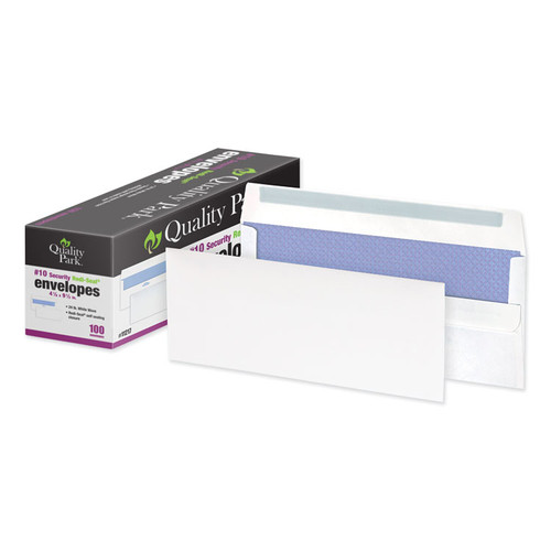 Redi-Seal Envelope, #10, Commercial Flap, Redi-Seal Adhesive Closure, 4.13 x 9.5, White, 100/Box [SKU: QUA11217]