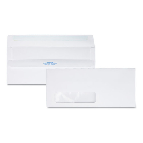 Redi-Seal Envelope, Address Window, #10, Commercial Flap, Redi-Seal Adhesive Closure, 4.13 x 9.5, White, 500/Box [SKU: QUA21318]