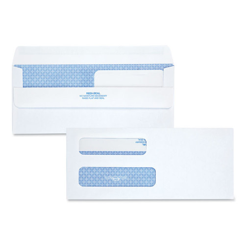 Double Window Redi-Seal Security-Tinted Envelope, #8 5/8, Commercial Flap, Redi-Seal Closure, 3.63 x 8.63, White, 250/Carton [SKU: QUA24531]