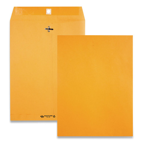 Clasp Envelope, 28 lb Bond Weight Kraft, #90, Square Flap, Clasp/Gummed Closure, 9 x 12, Brown Kraft, 100/Box [SKU: QUA38190]