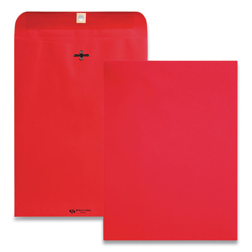 Clasp Envelope, 28 lb Bond Weight Paper, #90, Square Flap, Clasp/Gummed Closure, 9 x 12, Red, 10/Pack [SKU: QUA38734]
