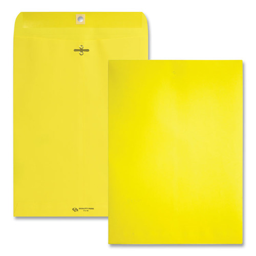 Clasp Envelope, 28 lb Bond Weight Paper, #90, Square Flap, Clasp/Gummed Closure, 9 x 12, Yellow, 10/Pack [SKU: QUA38736]