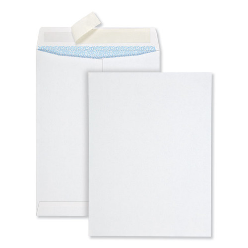 Redi-Strip Security Tinted Envelope, #10 1/2, Square Flap, Redi-Strip Adhesive Closure, 9 x 12, White, 100/Box [SKU: QUA44926]