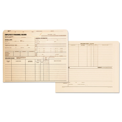 Employee Record Jacket, Straight Tab, Letter Size, Manila, 100/Box [SKU: QUA69999]