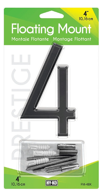 HY-KO FM-4BK-4 House Number, Character: 4, 4 in H Character, Black Character [SKU: ORG7449465]