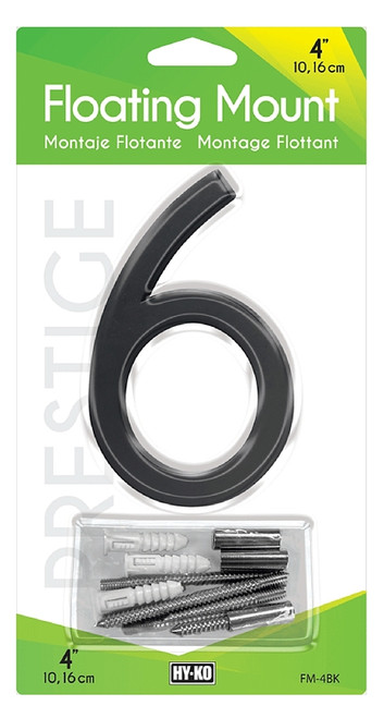 HY-KO FM-4BK-6 House Number, Character: 6, 4 in H Character, Black Character [SKU: ORG7449481]