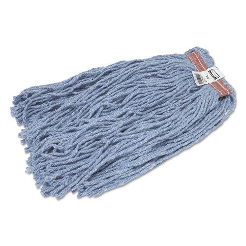 Cut-End Blend Mop Head, Cotton/Synthetic, Blue, 20 oz, 1" Headband, 12/Carton [SKU: RCPF51712BLU]