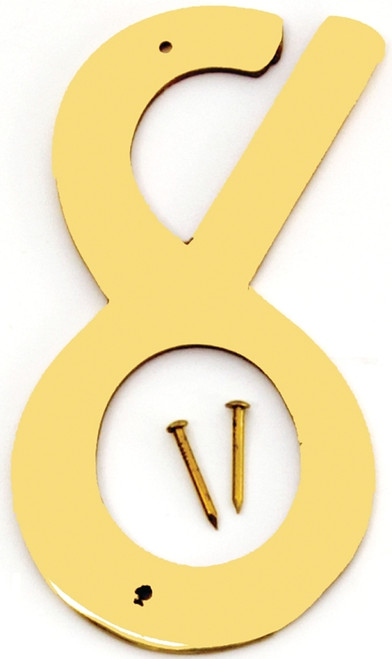 HY-KO BR-40/8 House Number, Character: 8, 4 in H Character, 2-1/2 in W Character, Brass Character, Brass [SKU: ORG6325468]