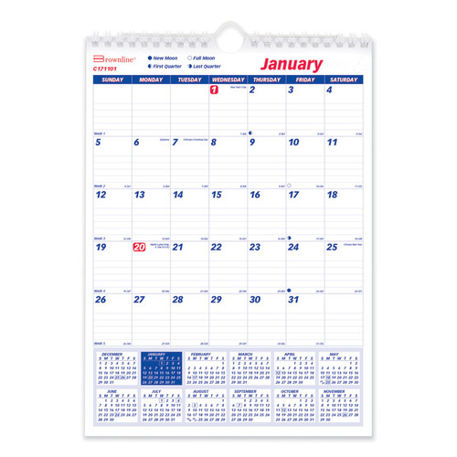 Twin-Wirebound Wall Calendar, One Month per Page, 8 x 11, White Sheets, 12-Month (Jan to Dec): 2023 [SKU: REDC171101]
