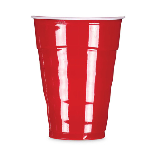 Easy Grip Disposable Plastic Party Cups, 18 oz, Red, 50/Pack, 8 Packs/Carton [SKU: RFPC21895]