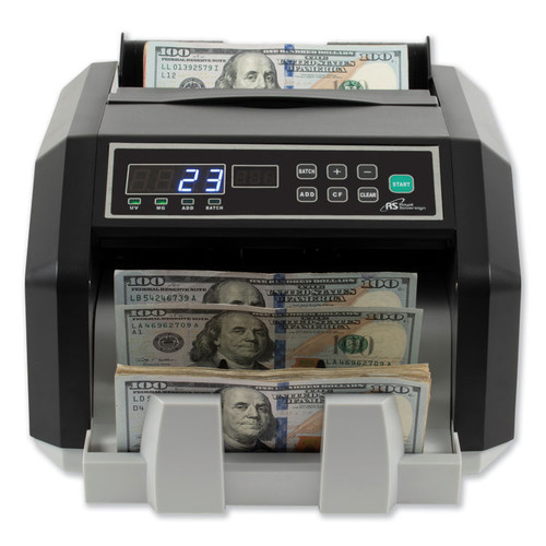 Back Load Bill Counter with Counterfeit Detection, 1,400 Bills/min, 12.24 x 10.16 x 7.01, Black/Silver [SKU: RSIRBCES200]