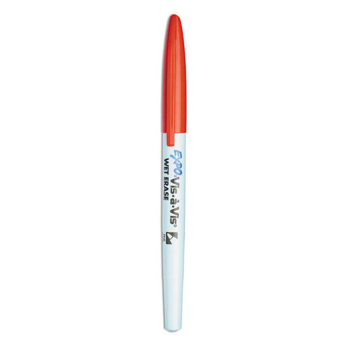 Vis-a-Vis Wet Erase Marker, Fine Bullet Tip, Red, Dozen [SKU: SAN16002]